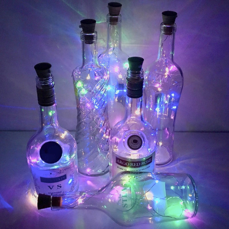 NiniTe LIGHTS 6 عبوات من أضواء زجاجات النبيذ بالطاقة الشمسية، 20 LED مقاومة للماء من الفلين النحاسي لأضواء الشمس لحفلات الزفاف وعيد الميلاد، في الهواء الطلق، العطلات، الحديقة، الفناء، ديكور الممر (ملون) - Image 4